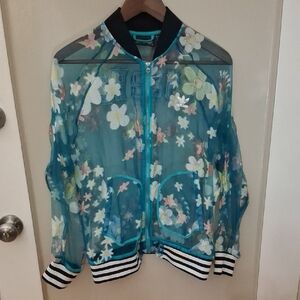 Adidas / Pharrell Williams Blue Floral Sheer Jacket_1